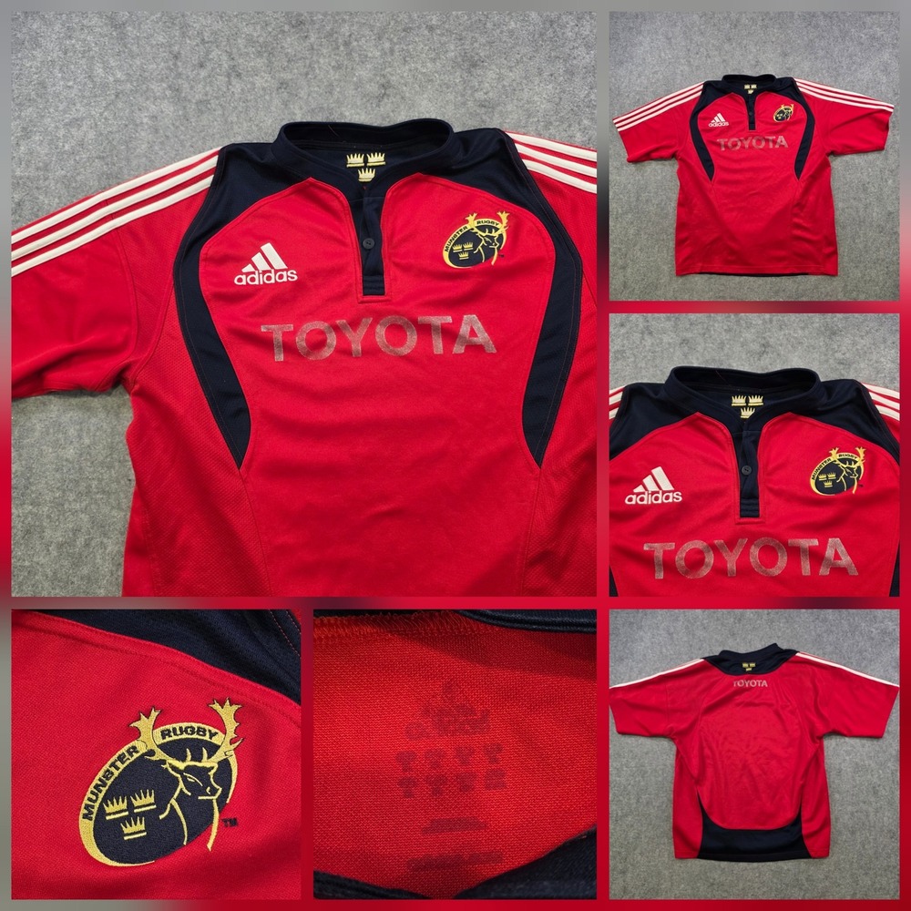 Munster Rugby Jersey Mens M Red Rugby Adidas Toyota Sponsor Short Sleeve Shirt